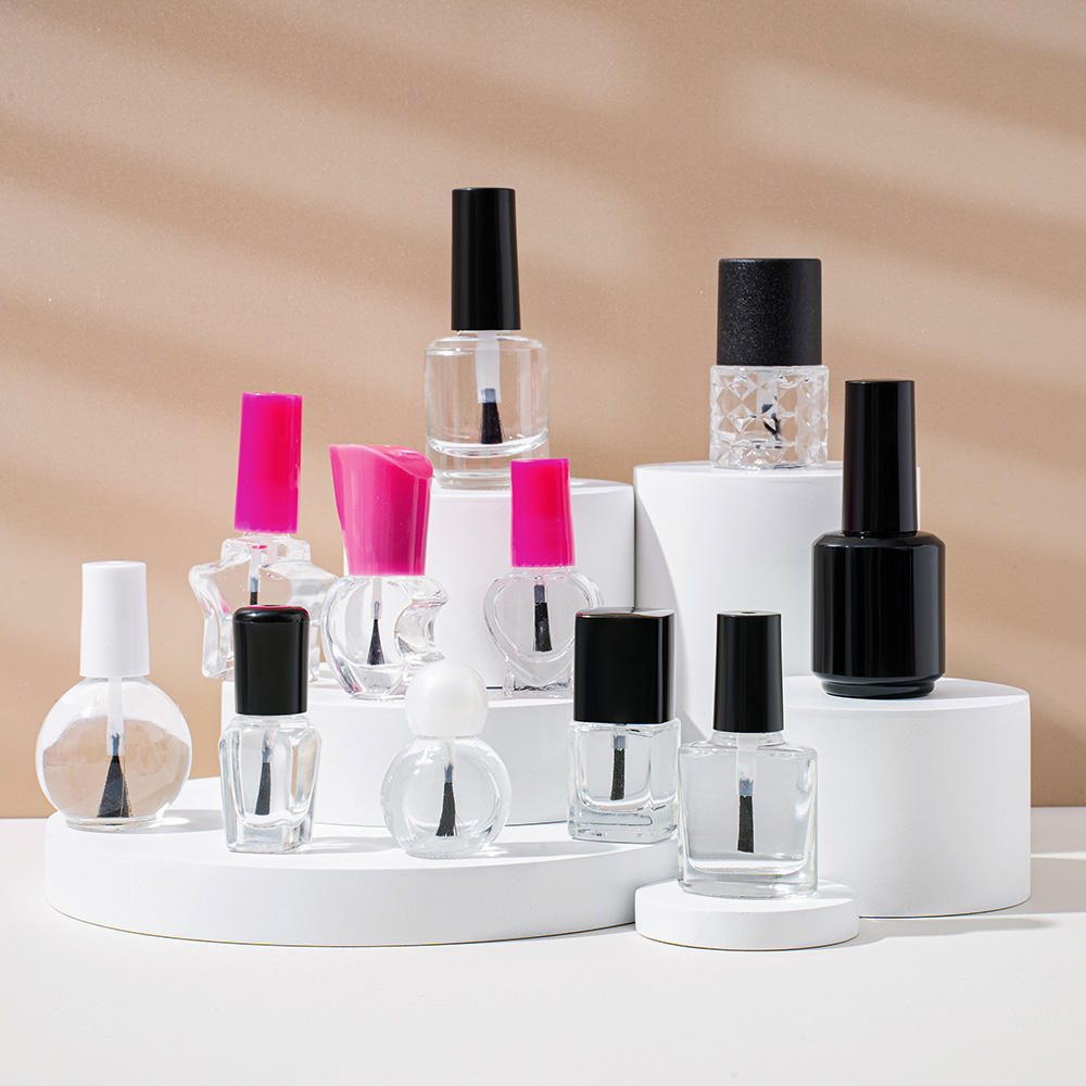 High Quality Custom Clear Empty UV Nail Gel Polish Bottle Glass 5ml 8ml 10ml 15ml Packaging with Brush Cap